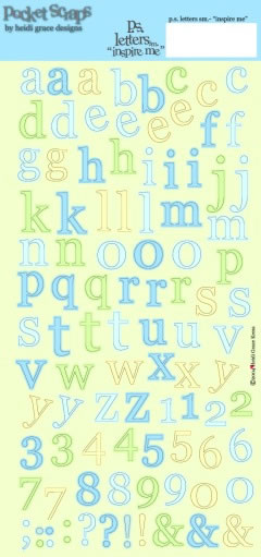 Heidi Grace - Pocket Scraps Inspire Me Letters cardstock stickers  (pack of 5)